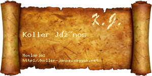Koller János névjegykártya
